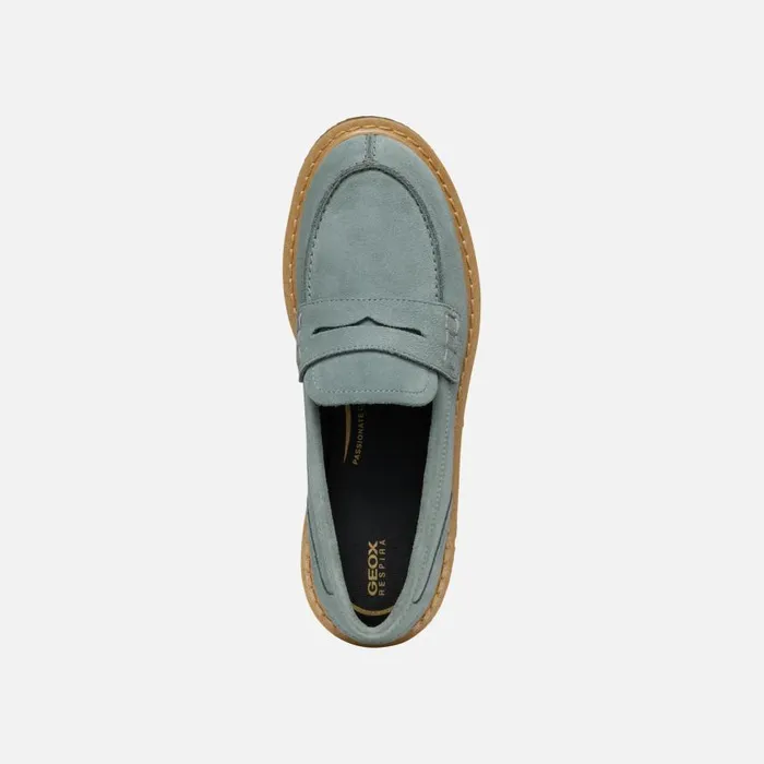 Woman Geox Loafers ELIDEA WOMAN Sage Suede Loafers Sage