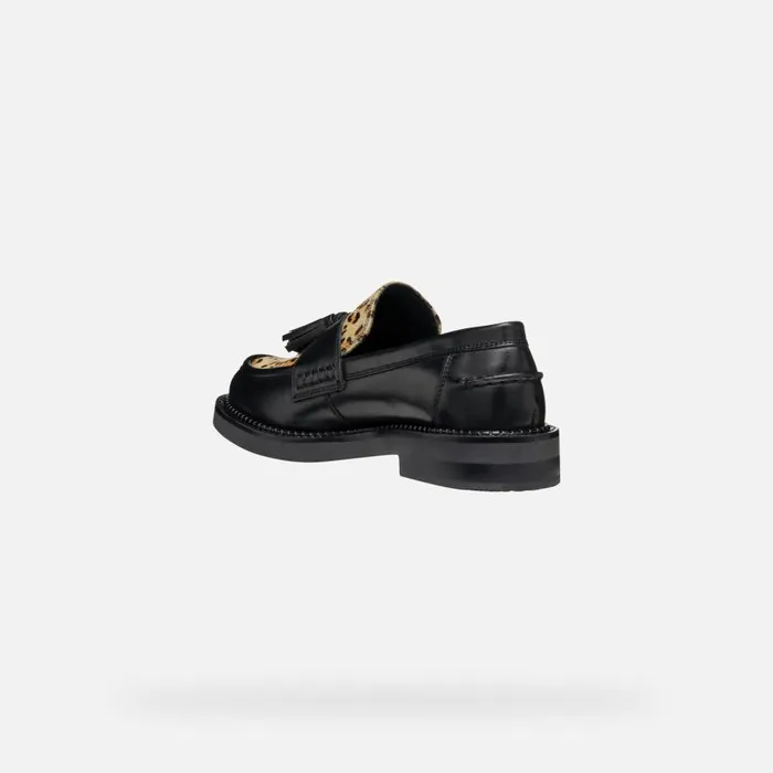 Woman Geox Loafers SERILDA WOMAN BlackCognac Leather Loafers Blackcognac