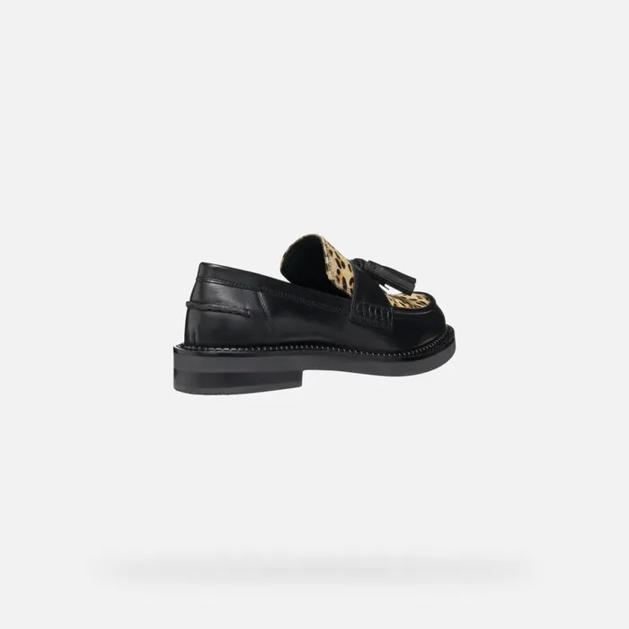 Woman Geox Loafers SERILDA WOMAN BlackCognac Leather Loafers Blackcognac