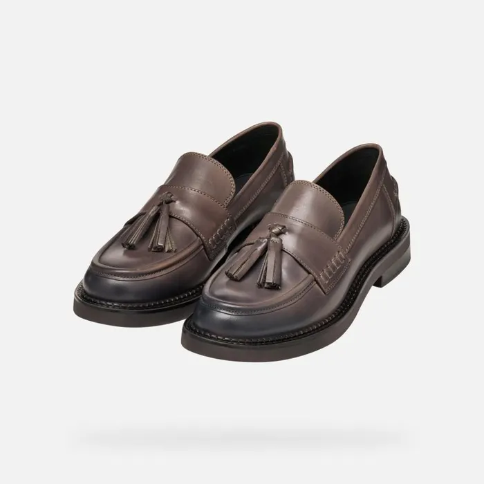 Woman Geox Loafers SERILDA WOMAN Taupe Leather Loafers Taupe