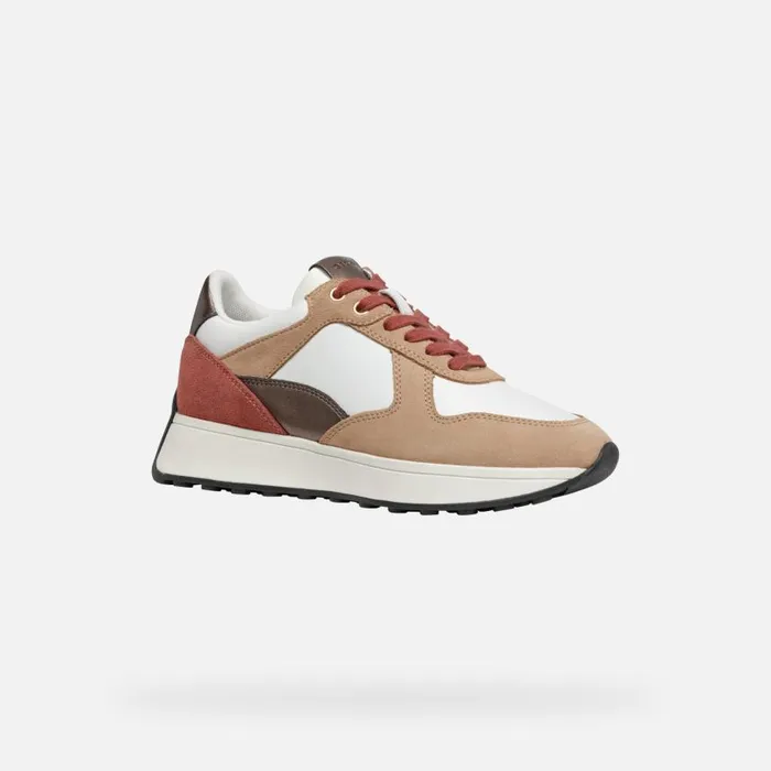 Woman Geox Sneakers AMABEL WOMAN WhitePeach Low Top Sneakers Whitepeach
