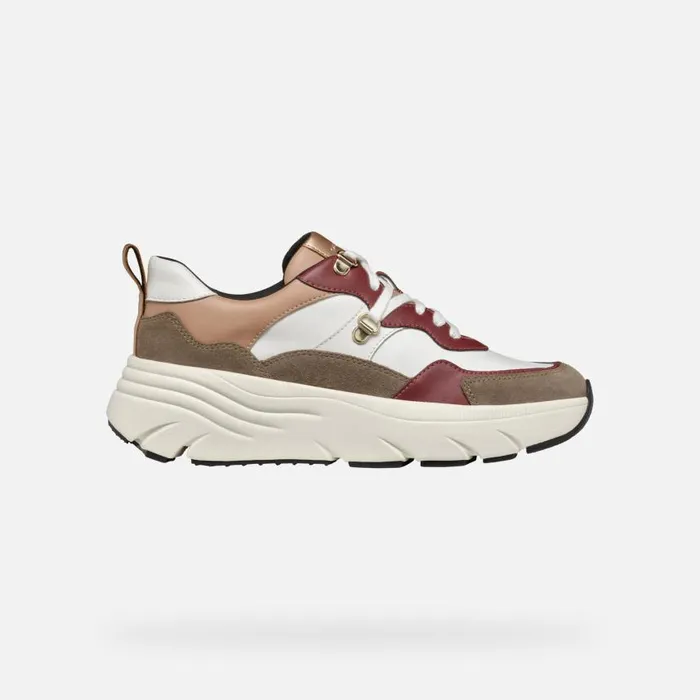 Woman Geox Sneakers DIAMANTA WOMAN TaupeTerracotta Low Top Sneakers Taupeterracotta