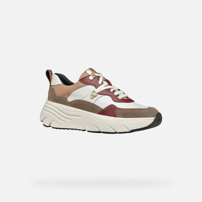 Woman Geox Sneakers DIAMANTA WOMAN TaupeTerracotta Low Top Sneakers Taupeterracotta