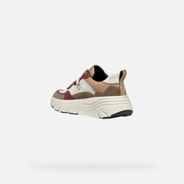 Woman Geox Sneakers DIAMANTA WOMAN TaupeTerracotta Low Top Sneakers Taupeterracotta