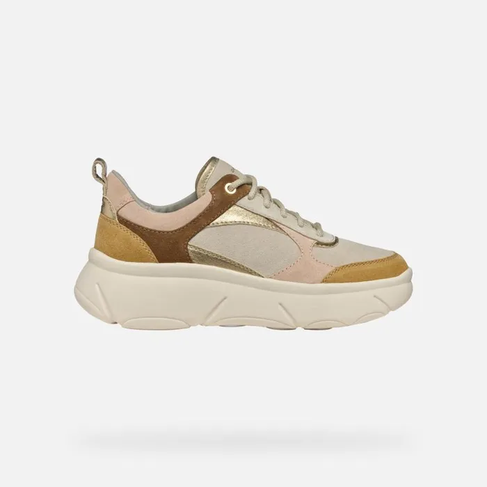 Woman Geox Sneakers NEBULA 20 X WOMAN Light TaupeCognac Low Top Sneakers Light Taupecognac