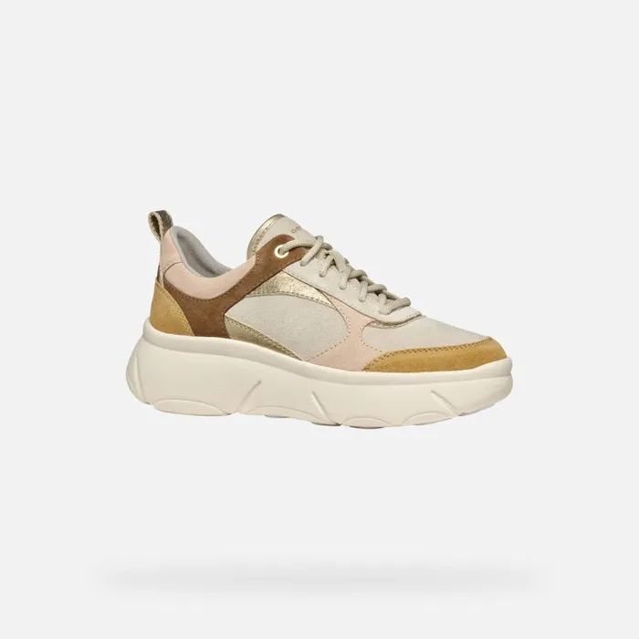 Woman Geox Sneakers NEBULA 20 X WOMAN Light TaupeCognac Low Top Sneakers Light Taupecognac