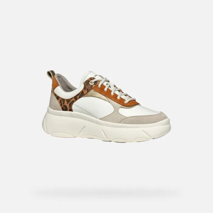 Woman Geox Sneakers NEBULA 20 X WOMAN PapyrusLeopard Low Top Sneakers Papyrusleopard