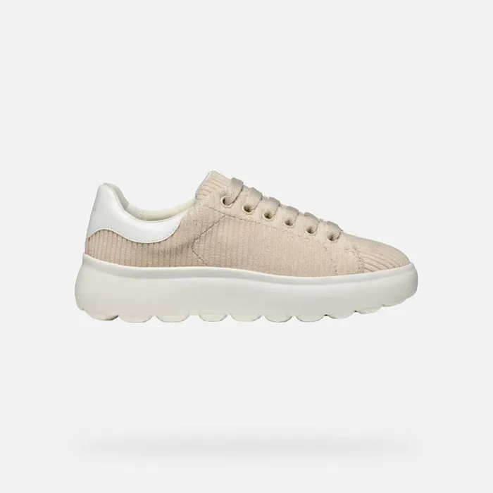Woman Geox Sneakers SPHERICA EC41 WOMAN Light TaupeWhite Low Top Sneakers Light Taupewhite