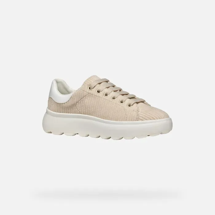 Woman Geox Sneakers SPHERICA EC41 WOMAN Light TaupeWhite Low Top Sneakers Light Taupewhite