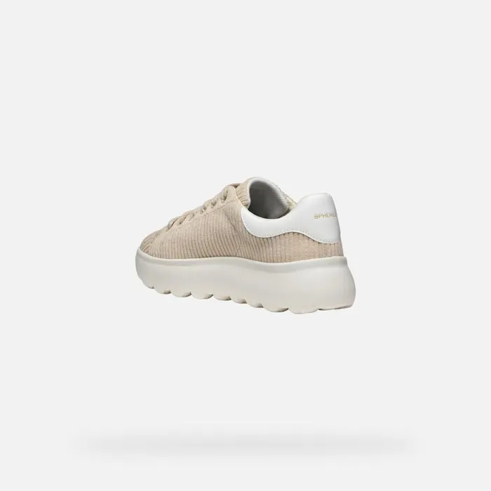 Woman Geox Sneakers SPHERICA EC41 WOMAN Light TaupeWhite Low Top Sneakers Light Taupewhite