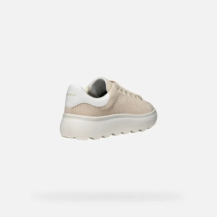 Woman Geox Sneakers SPHERICA EC41 WOMAN Light TaupeWhite Low Top Sneakers Light Taupewhite