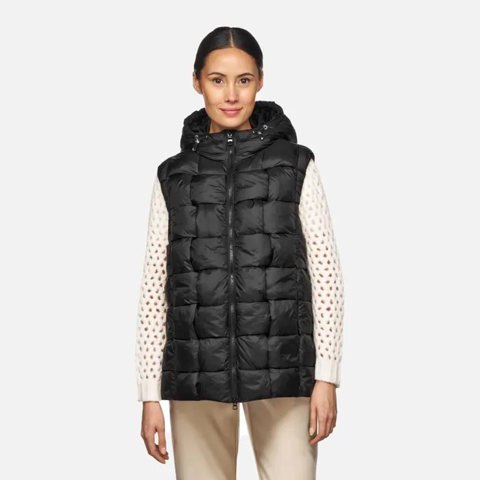 Woman Geox Vests DIAMOND WOMAN Black Sleeveless Black