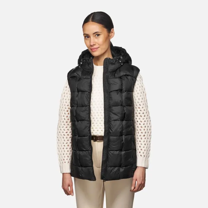Woman Geox Vests DIAMOND WOMAN Black Sleeveless Black