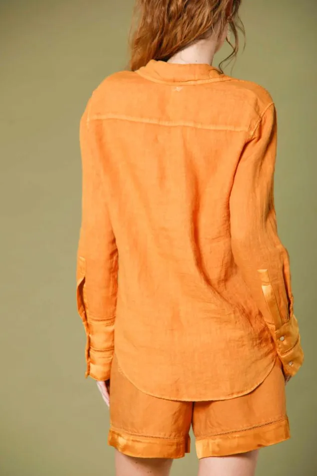 Woman Nicole Patch Long Sleeve Shirt In Linen Mason039s Shirts