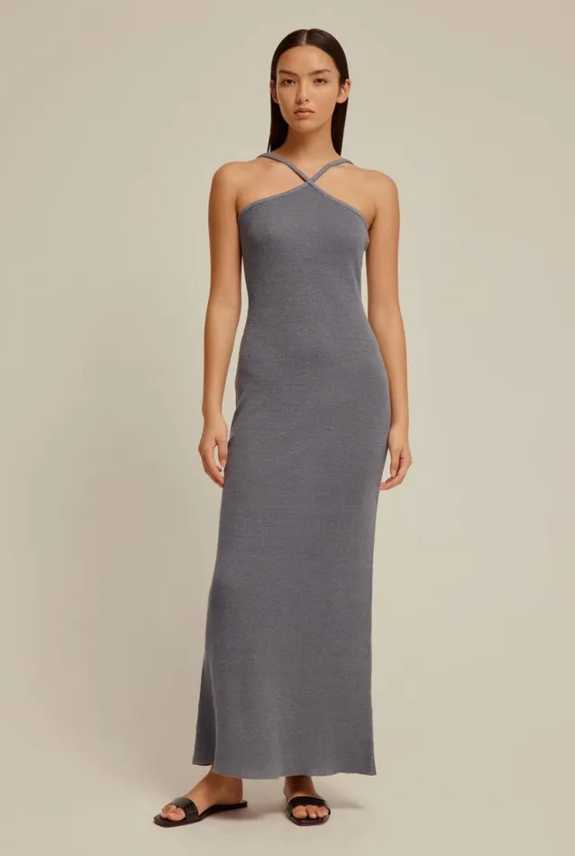 Woman Venroy Dresses Halter Neck Linen Knit Dress