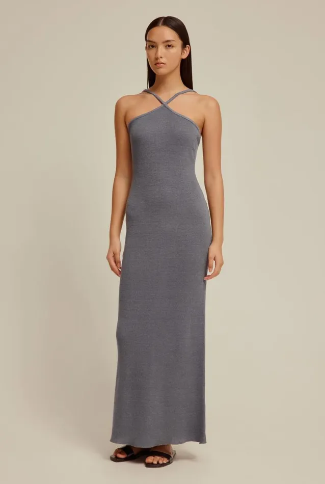 Woman Venroy Dresses Halter Neck Linen Knit Dress