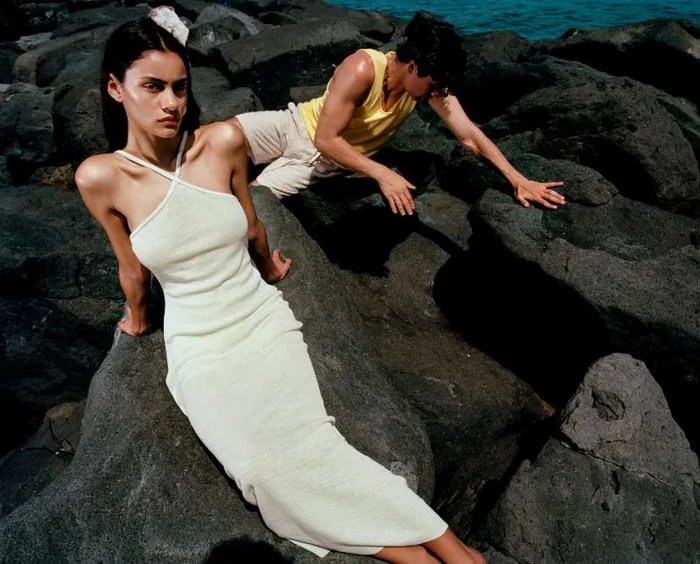 Woman Venroy Dresses Halter Neck Linen Knit Dress