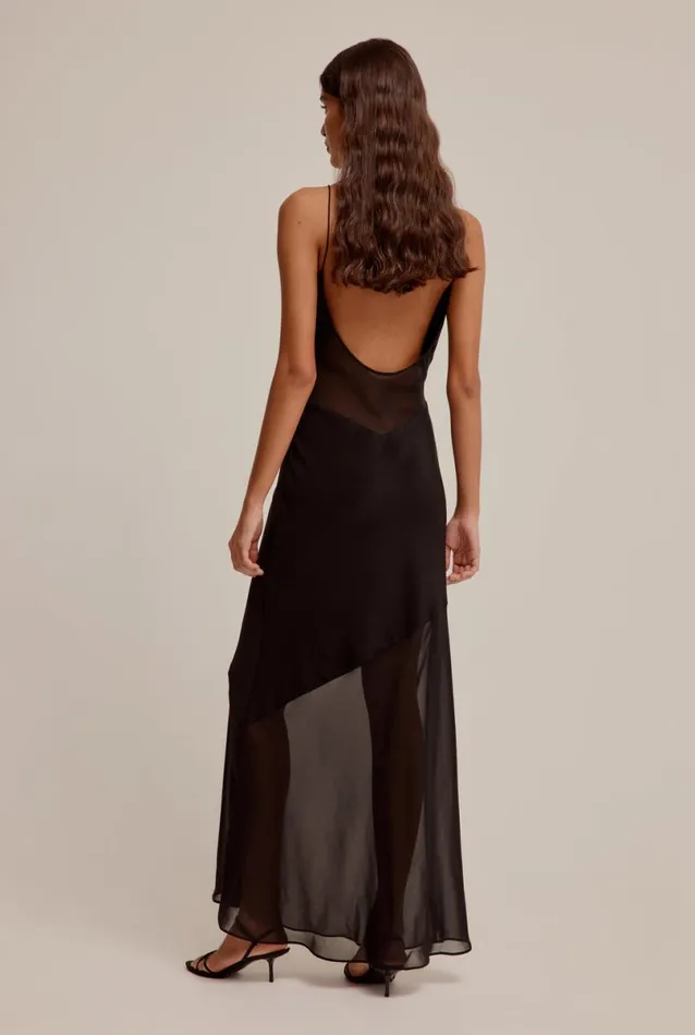 Woman Venroy Dresses Sheer Panelled Silk Slip Dress