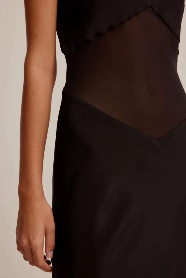 Woman Venroy Dresses Sheer Panelled Silk Slip Dress