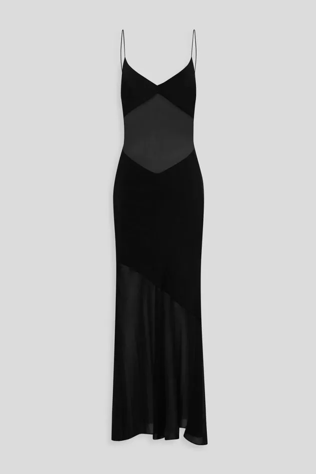 Woman Venroy Dresses Sheer Panelled Silk Slip Dress