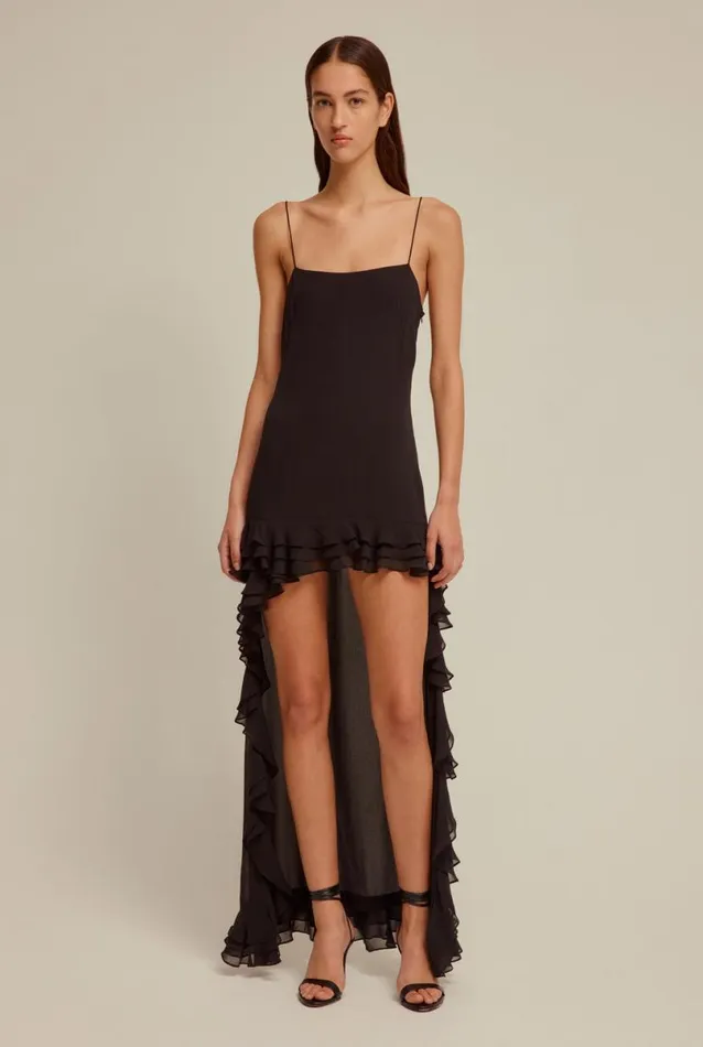 Woman Venroy Dresses Silk Ruffle Slip Dress