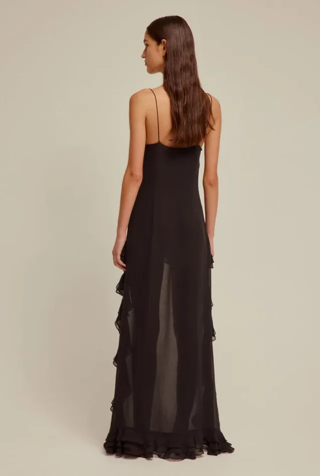Woman Venroy Dresses Silk Ruffle Slip Dress