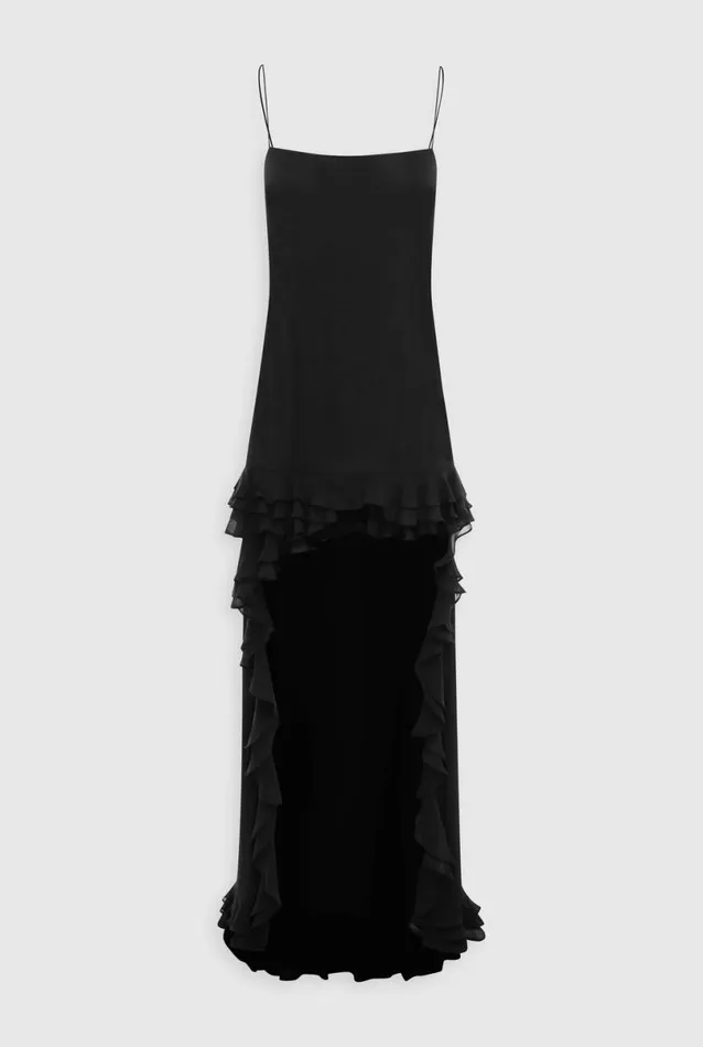 Woman Venroy Dresses Silk Ruffle Slip Dress