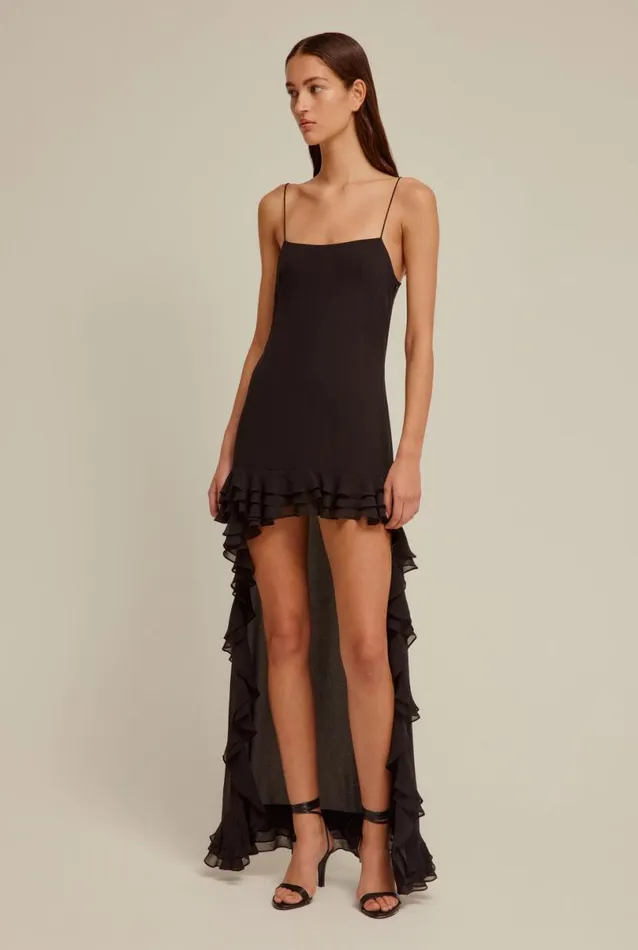 Woman Venroy Dresses Silk Ruffle Slip Dress