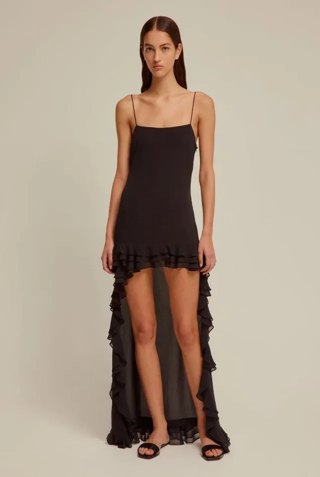 Woman Venroy Dresses Silk Ruffle Slip Dress