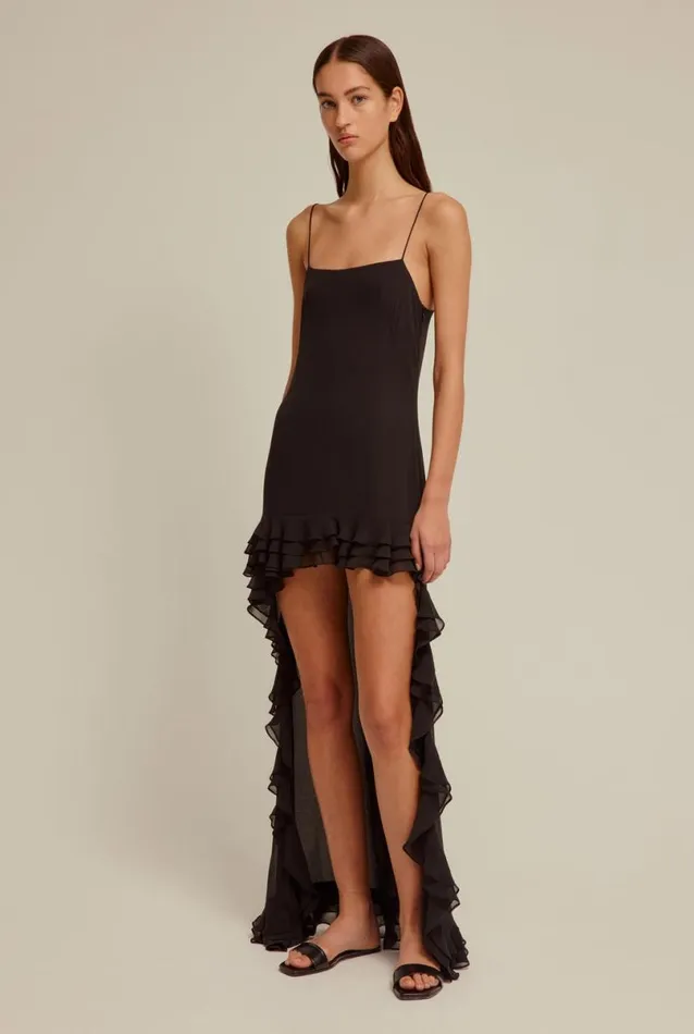 Woman Venroy Dresses Silk Ruffle Slip Dress