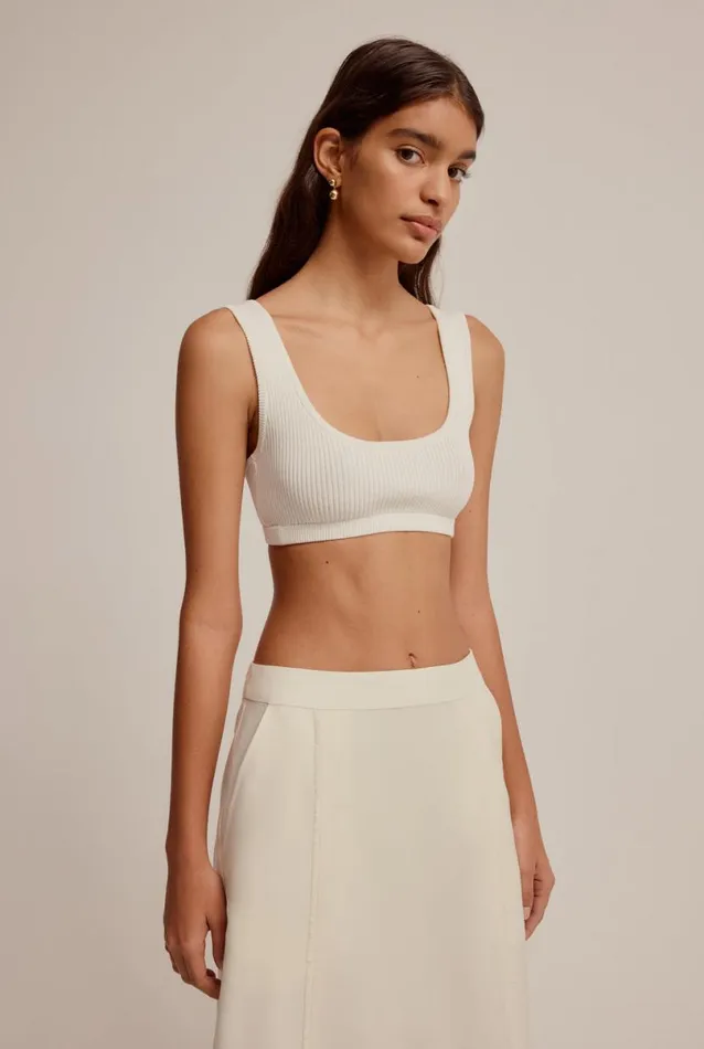 Woman Venroy Knitwear Cotton Rib Knit Crop Top