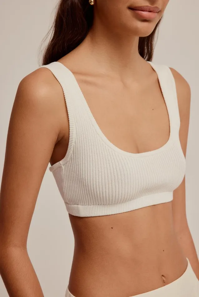 Woman Venroy Knitwear Cotton Rib Knit Crop Top