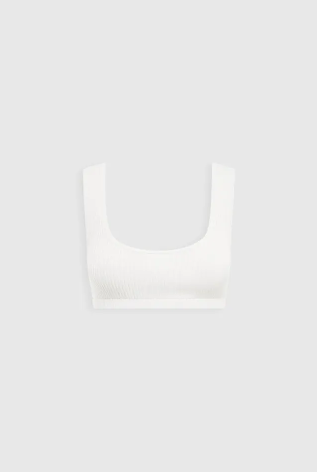 Woman Venroy Knitwear Cotton Rib Knit Crop Top