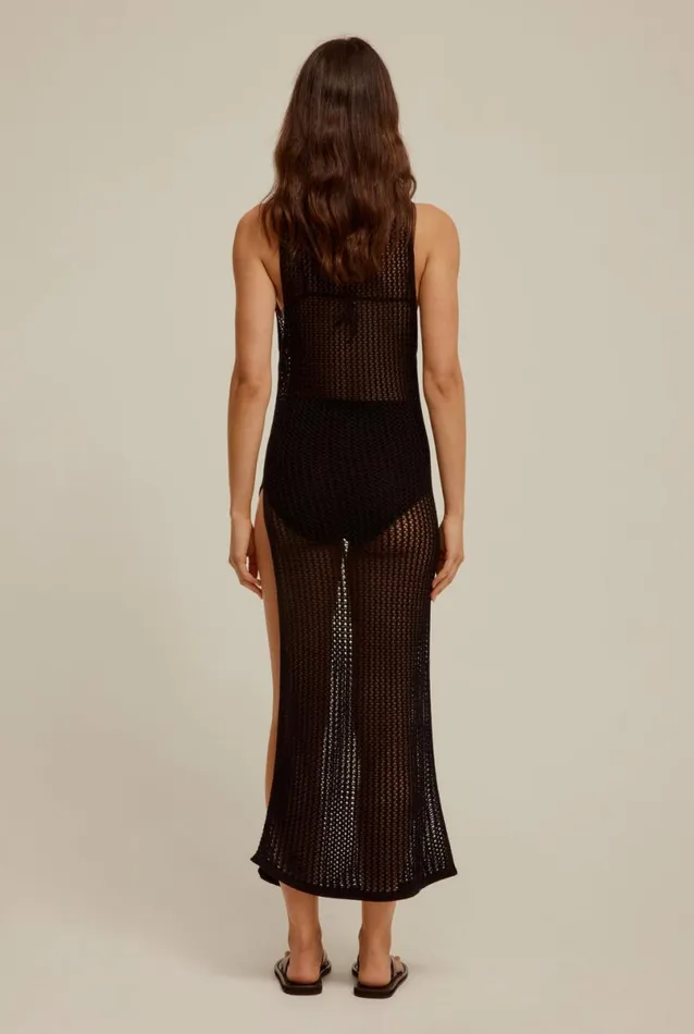 Woman Venroy Knitwear Crochet Side Split Tank Dress
