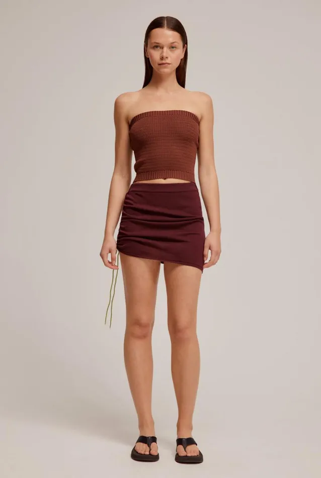 Woman Venroy Knitwear Drawstring Knit Mini Skirt