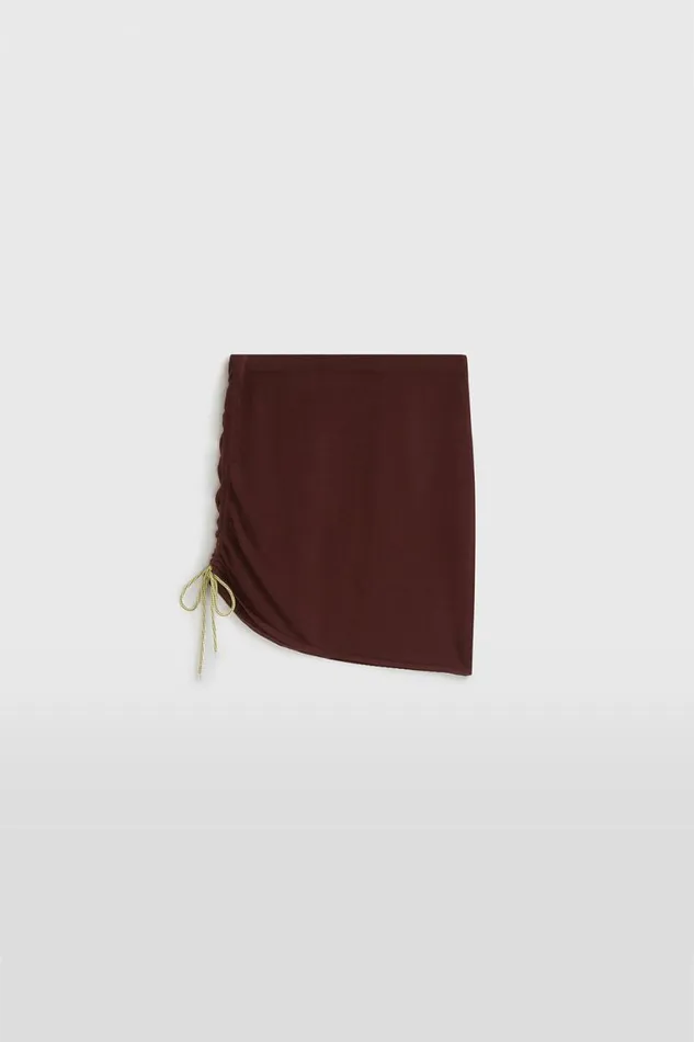 Woman Venroy Knitwear Drawstring Knit Mini Skirt