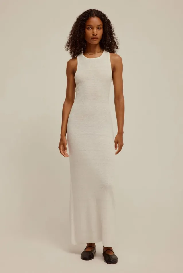 Woman Venroy Knitwear Linen Knitted Cross Back Dress
