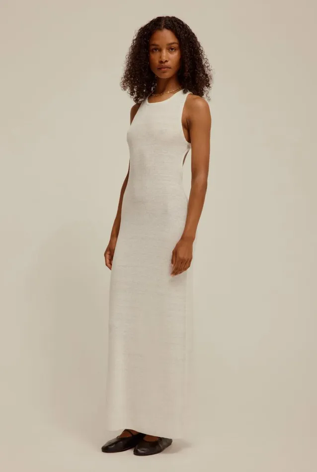 Woman Venroy Knitwear Linen Knitted Cross Back Dress