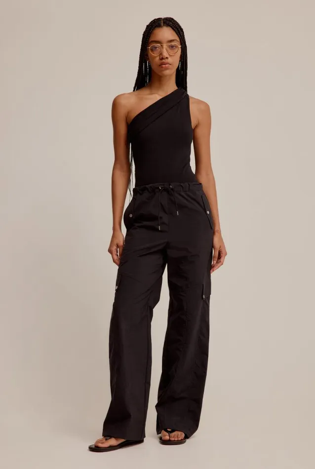 Woman Venroy Knitwear One Shoulder Cotton Bodysuit