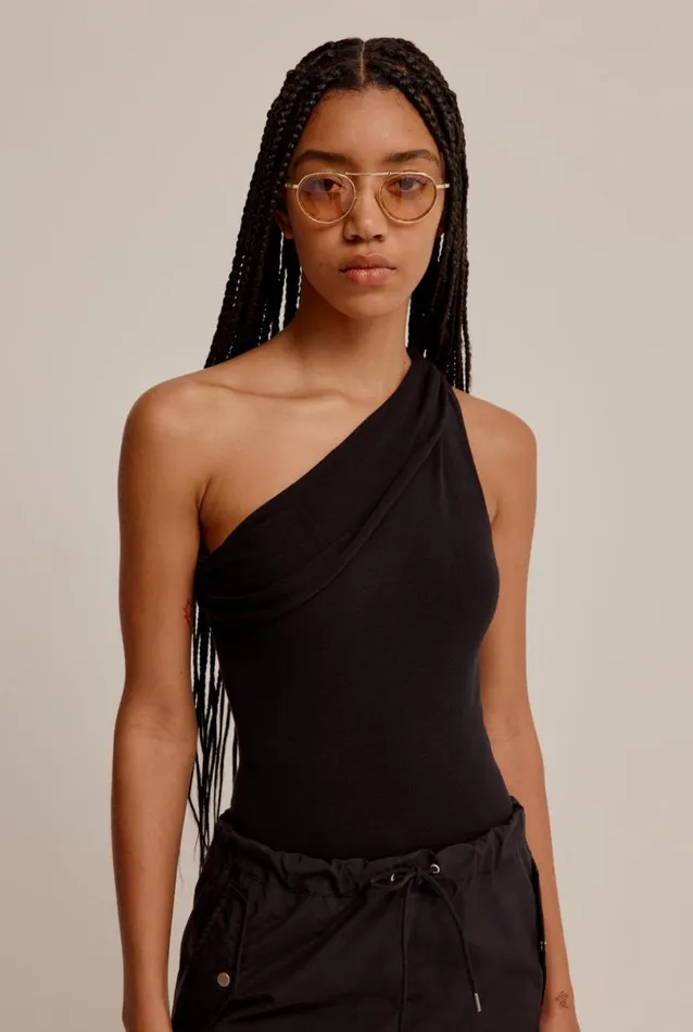 Woman Venroy Knitwear One Shoulder Cotton Bodysuit