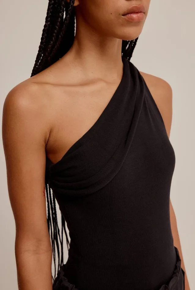 Woman Venroy Knitwear One Shoulder Cotton Bodysuit