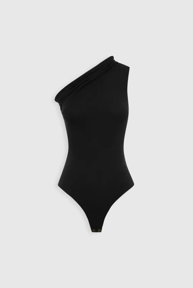 Woman Venroy Knitwear One Shoulder Cotton Bodysuit