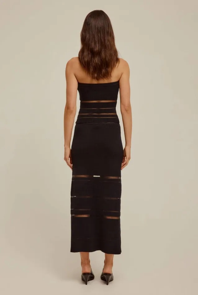 Woman Venroy Knitwear Ribbed Sheer Stripe Strapless Top