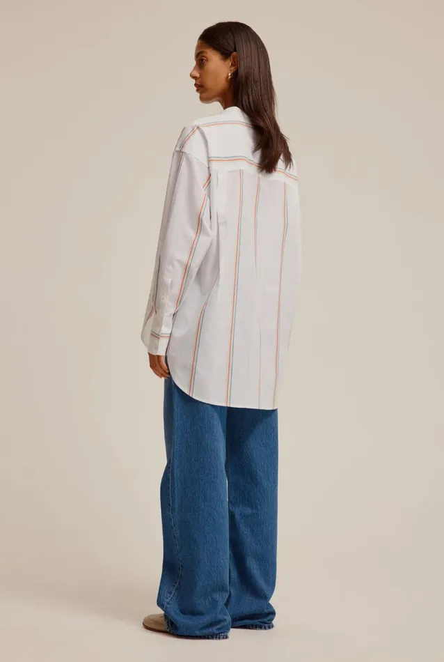 Woman Venroy Shirts Oversized Cotton Grandad Collar Shirt