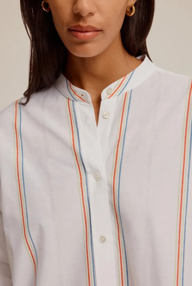 Woman Venroy Shirts Oversized Cotton Grandad Collar Shirt