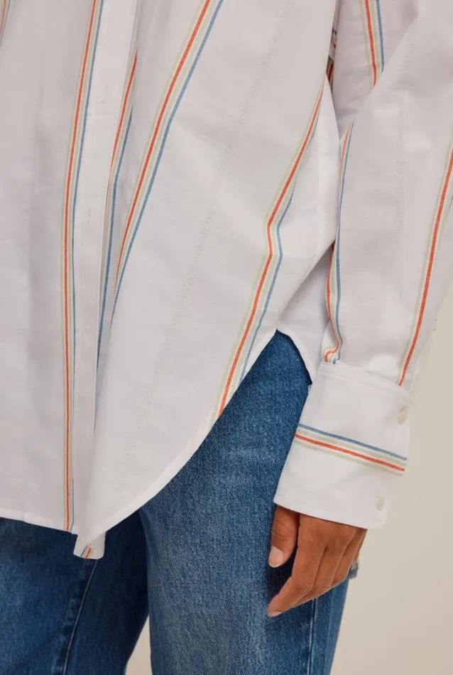 Woman Venroy Shirts Oversized Cotton Grandad Collar Shirt