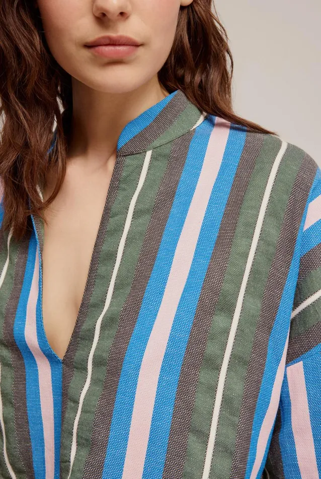 Woman Venroy Tops Woven Stripe Cropped Tunic