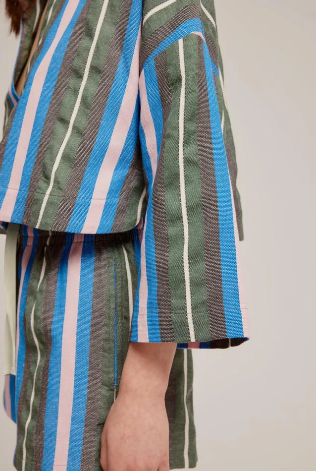 Woman Venroy Tops Woven Stripe Cropped Tunic
