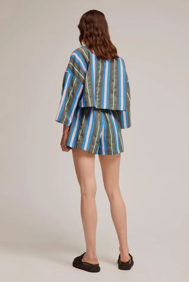 Woman Venroy Tops Woven Stripe Cropped Tunic
