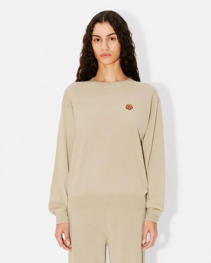 Women 039Boke Flower039 Embroidered Jumper In Wool Beige Kenzo Sweaters And Cardigans